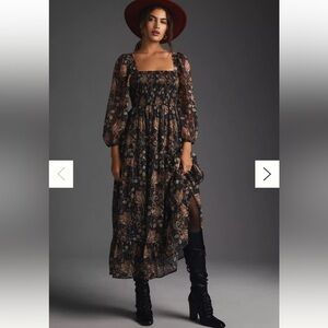 Anthropologie Floral Maxi Dress - Black and Brown